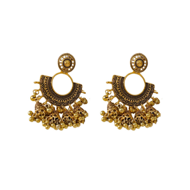 Medieval Fan-Shape Geometric Alloy Electroplating Earrings