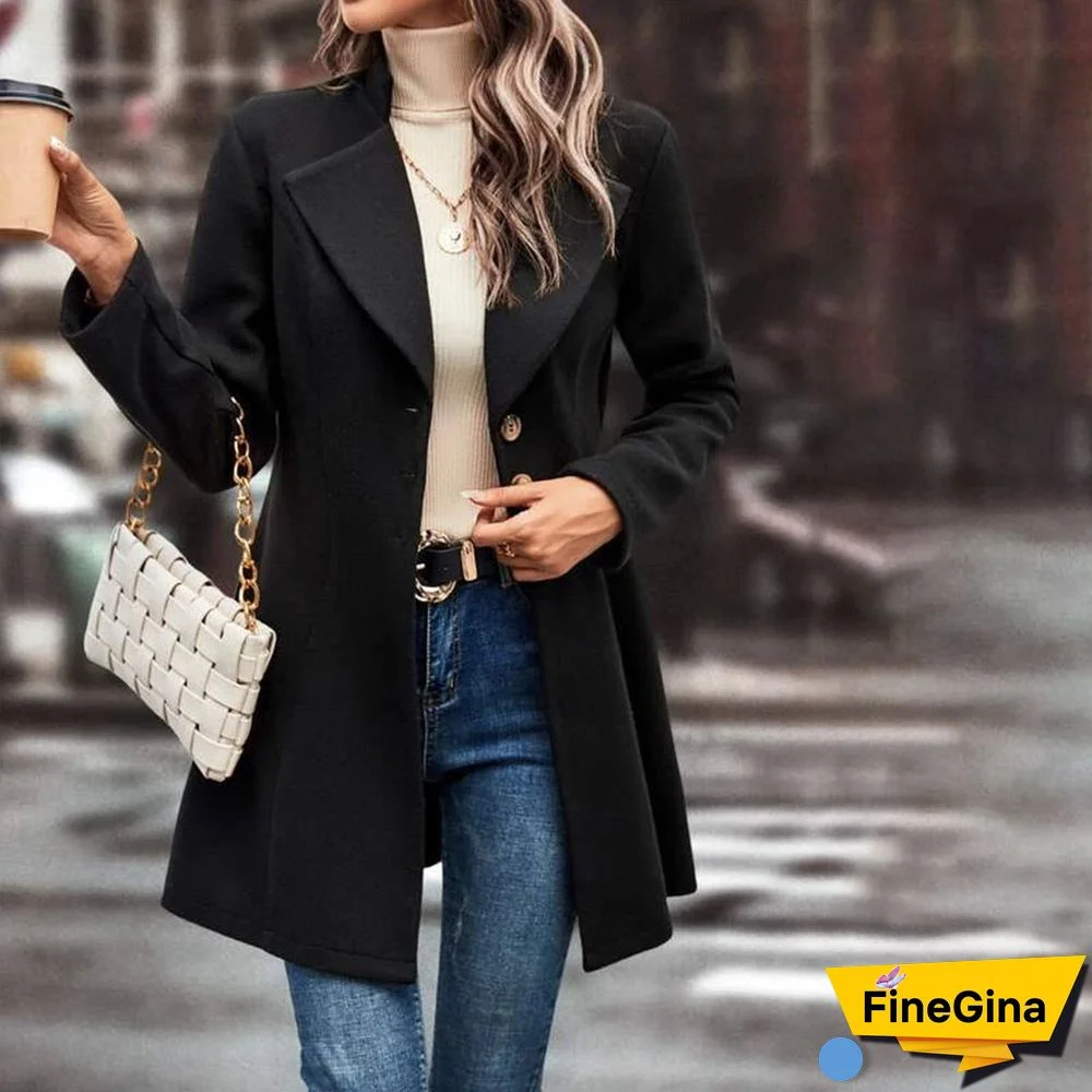Classy Black Plain Long Sleeve Outerwear