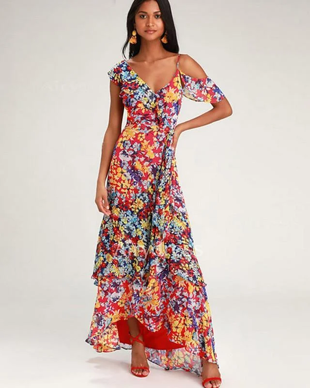 Women's Swing Dress Maxi long Dress Short Sleeve Print Print Fall Hot Casual Boho Red S M L XL XXL