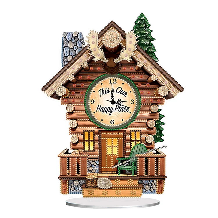 【Clock】Acrylic Special Shaped Wooden Hut FlowersHut 5D Diamond Painting Clock Art Cra gbfke