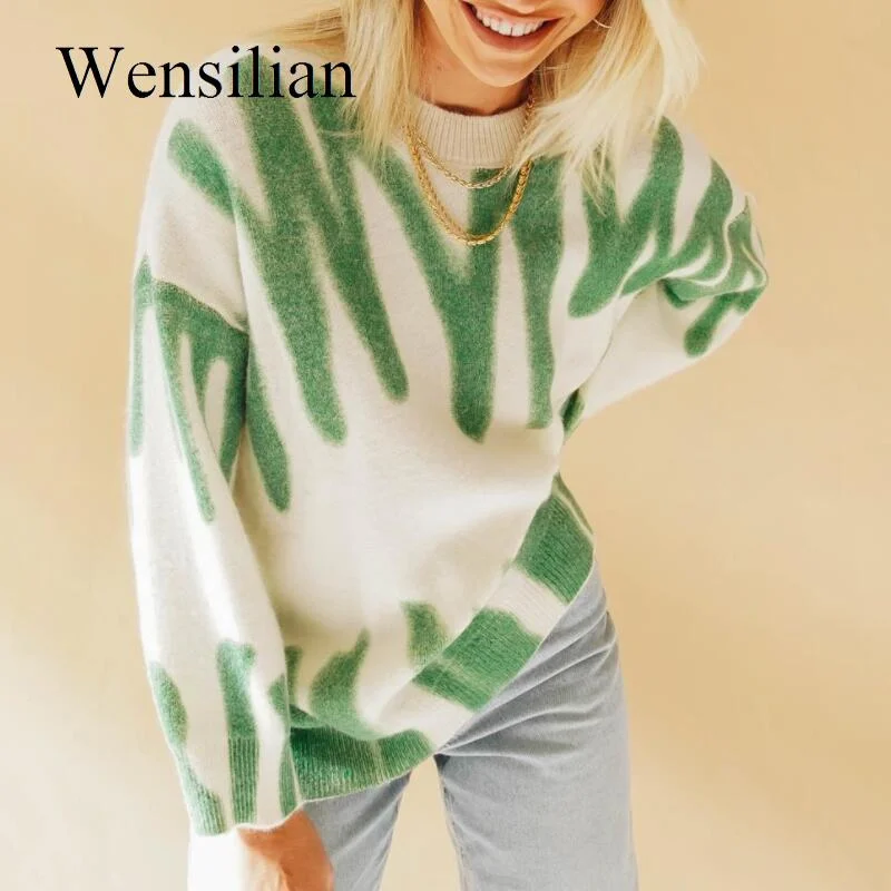 Knitted Sweaters Women Oversize Pullovers Winter Tops Female Casual Long Jumpers Ladies Pull Femme Y2K Strpied Sweaters