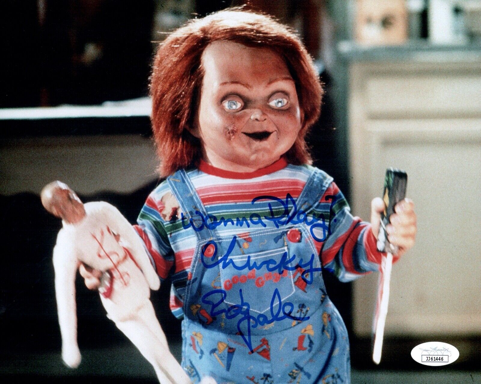 ED GALE Signed CHUCKY 8x10 Photo Poster painting Child's Play In Person Autograph JSA COA Cert