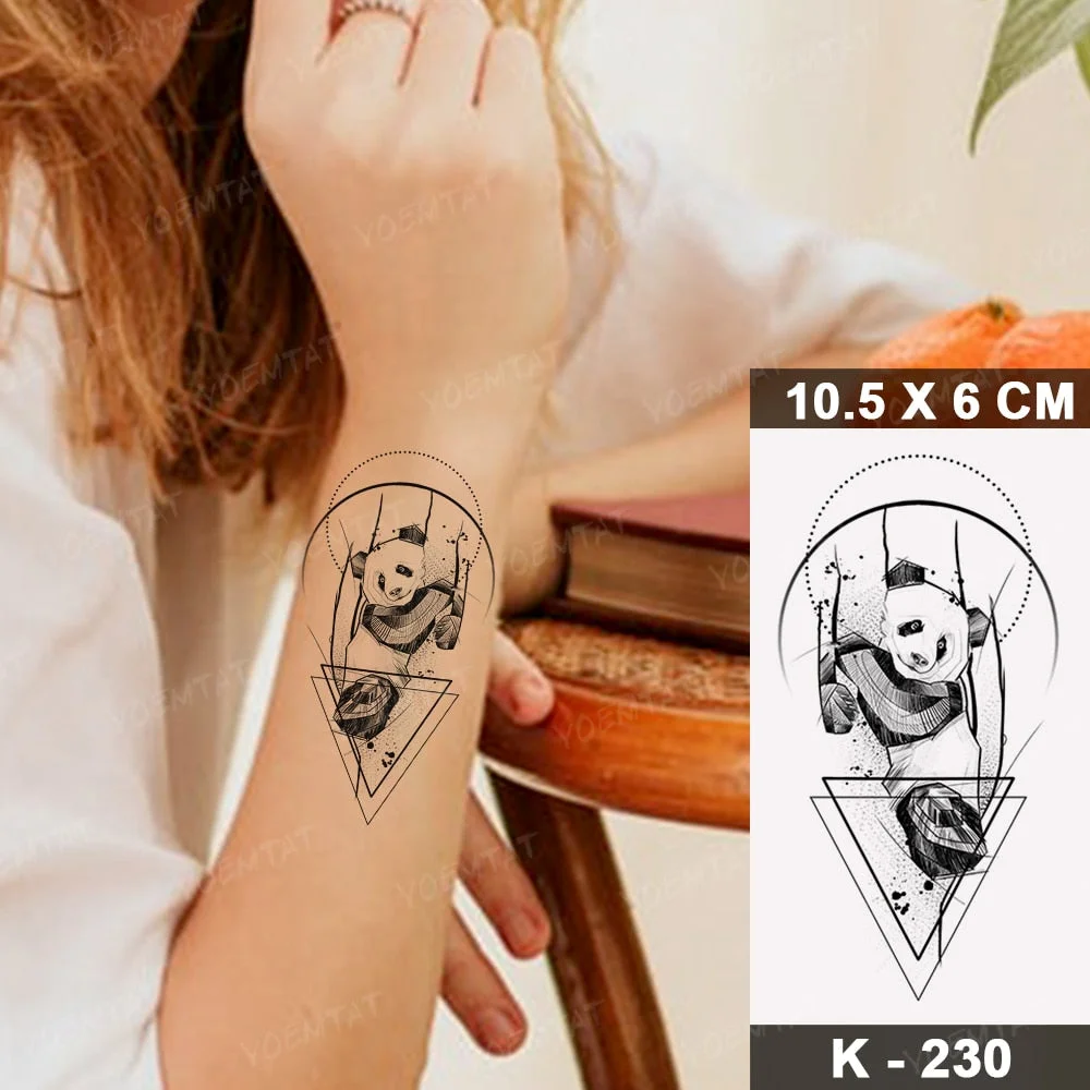 Waterproof Temporary Tattoo Sticker Moth Butterfly Wolf Snake Deer Panda Animal Flash Tatto Women Men Kids Body Art Fake Tattoos
