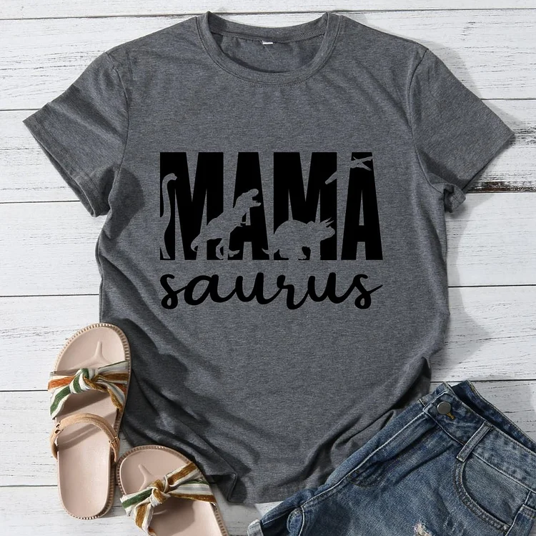 Mama saurus Round Neck T-shirt-0025963