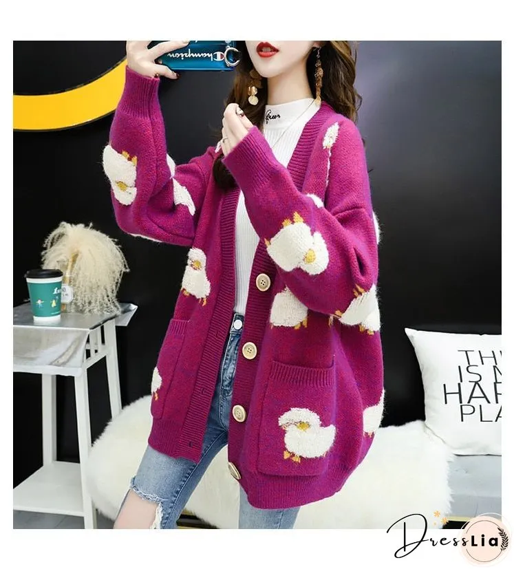 Christmas Gift HSA Women Winter Knit Sweater Coat Neck Sheep Cardigans Sweaters Warm