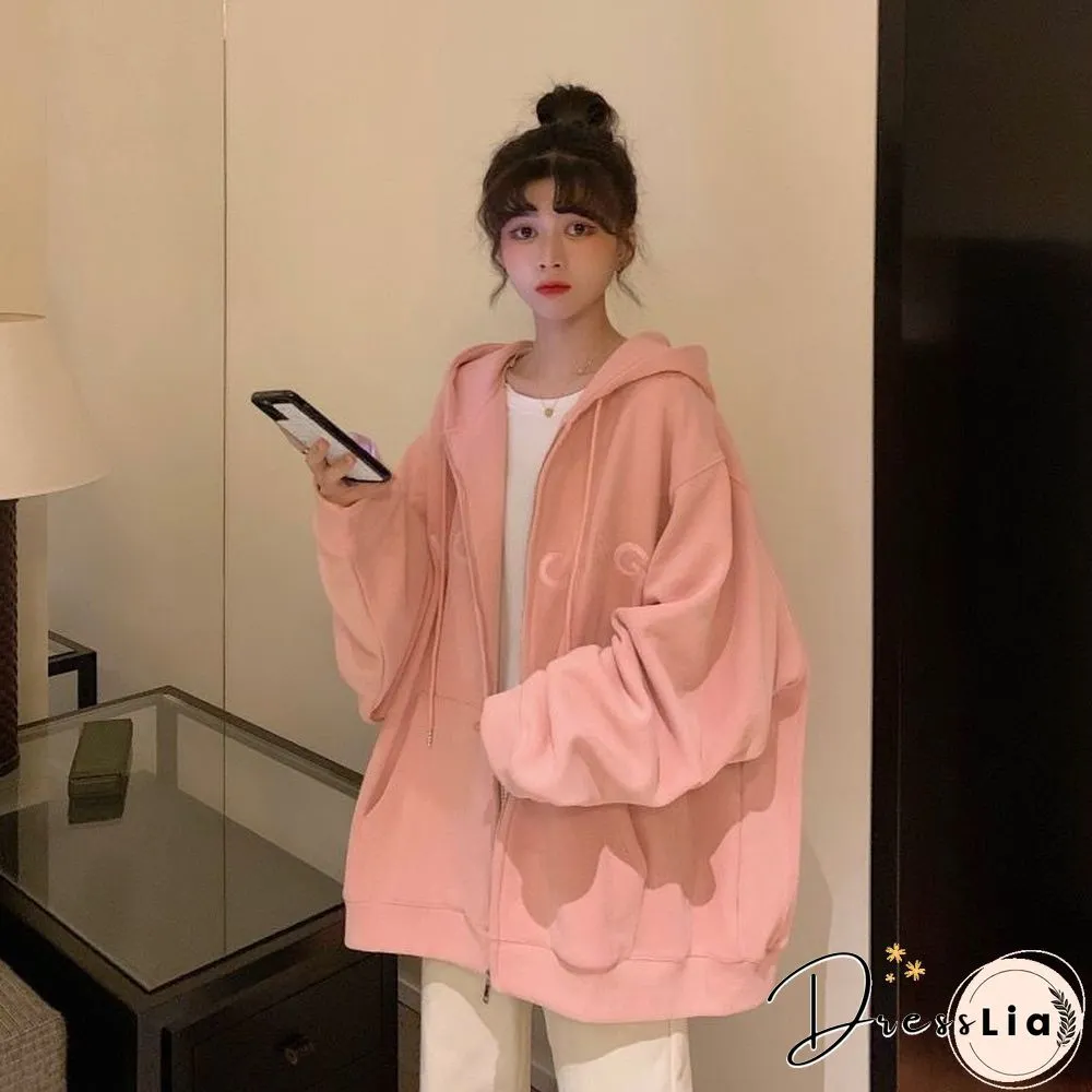 Korean Fashion Oversized Hoodie clothes for women Harajuku full sleeve Japanese streetwear
