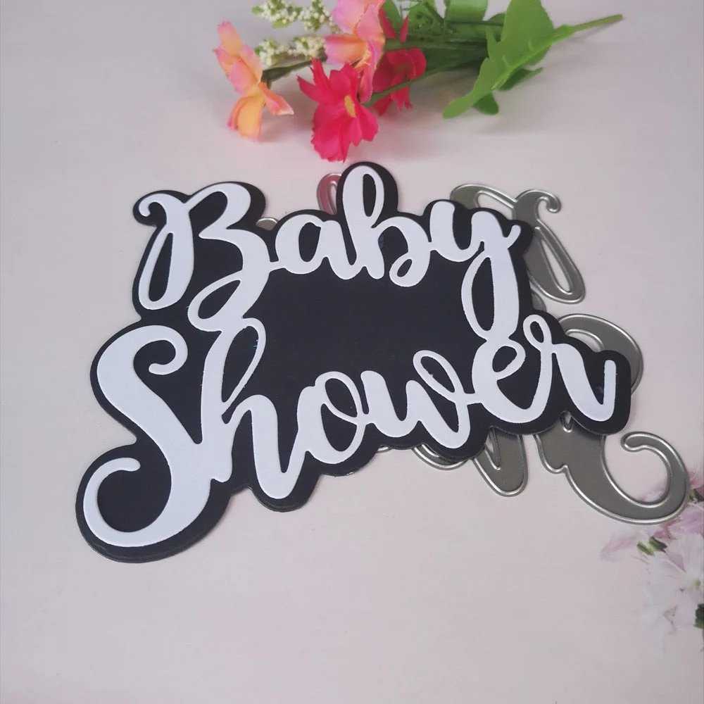 Words Baby Shower Dies Scrapbooking Stencil Template for DIY Embossing Paper Photo Album Greeting Gift Cards Cut Die New Arrival