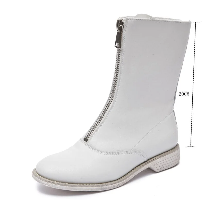 AIYUQI Women's Autumn Boots Genuine Leather 2021 New Trend Front Zipper Ladies Shoes Boots Low Heel Ankle Boots Women