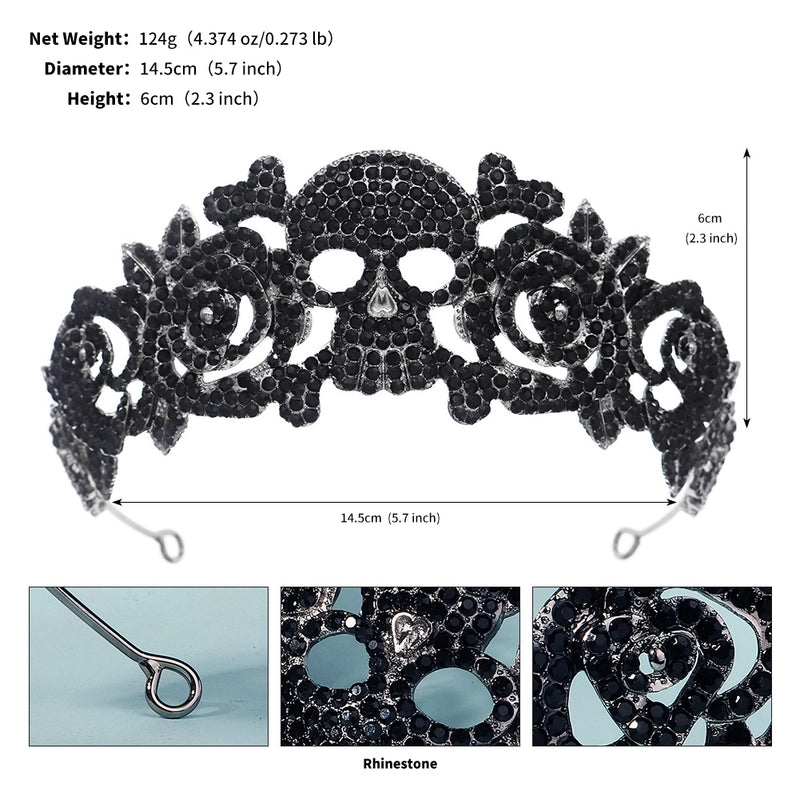 Halloween Glam Exaggerated Women’s Spider Bat Skull Alloy Inlay Rhinestones Crown