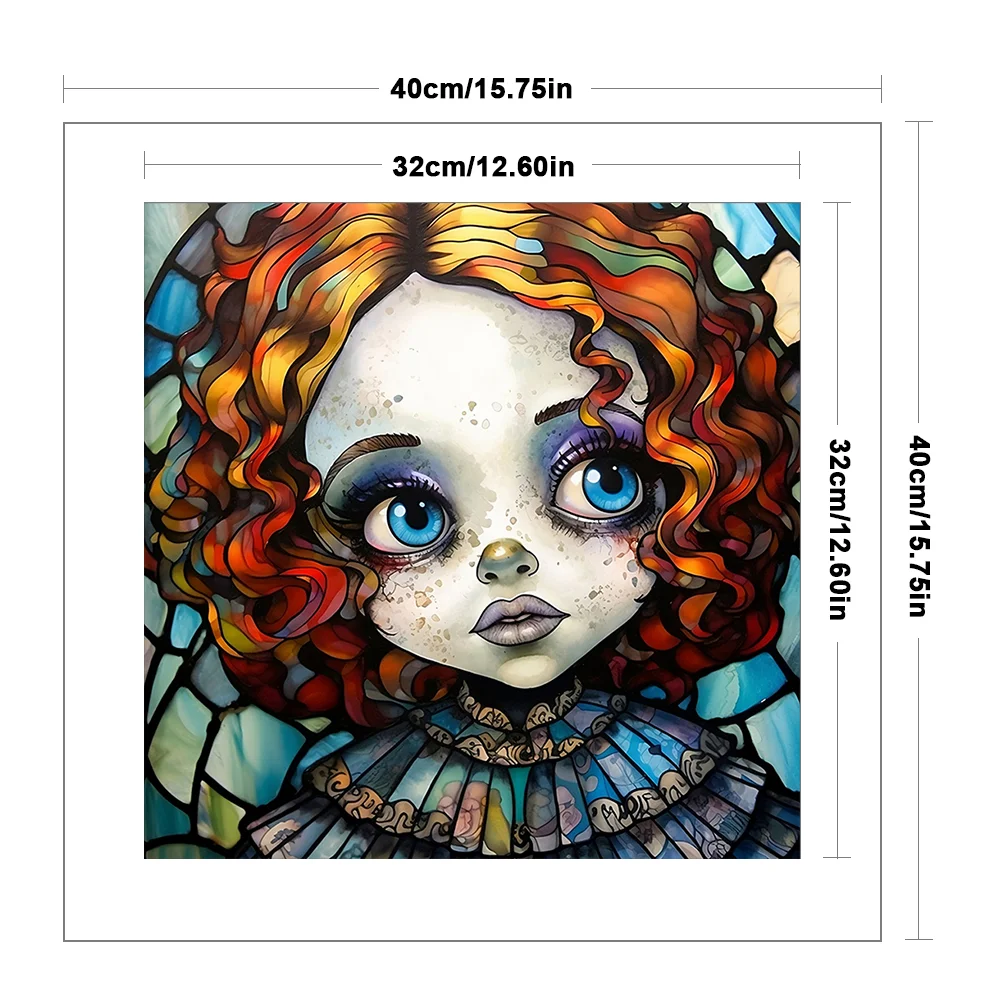 11CT Full Stamped&nbsp;Cross Stitch - Big Eyes Doll(Canvas|40*40CM)