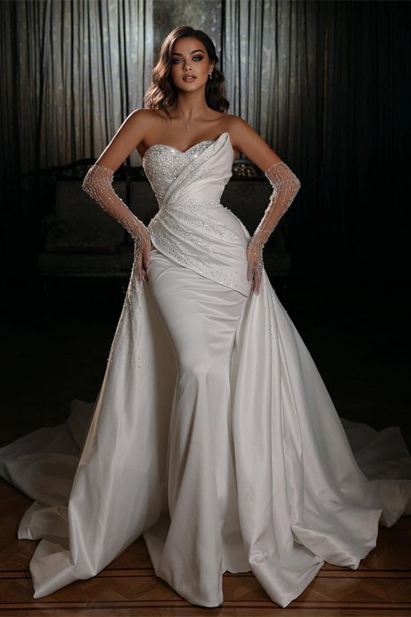 Bellasprom Sweetheart Mermaid Wedding Dress Overskirt With Beads