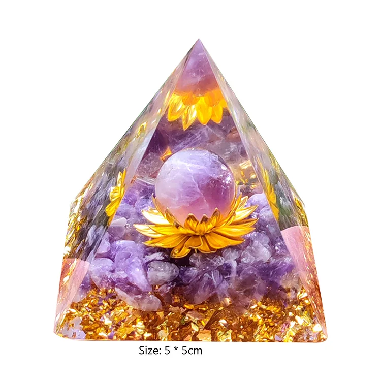 Crystal Orgonite Pyramid Healing Energy Reiki Chakra Home Office Decor (D)