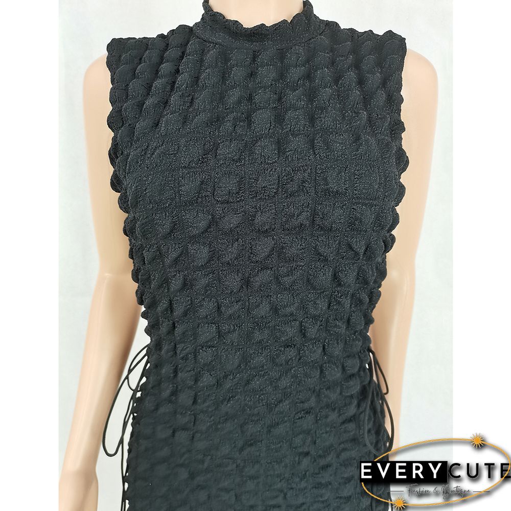 Black Side Lace-up Sleeveless Bodycon Dress