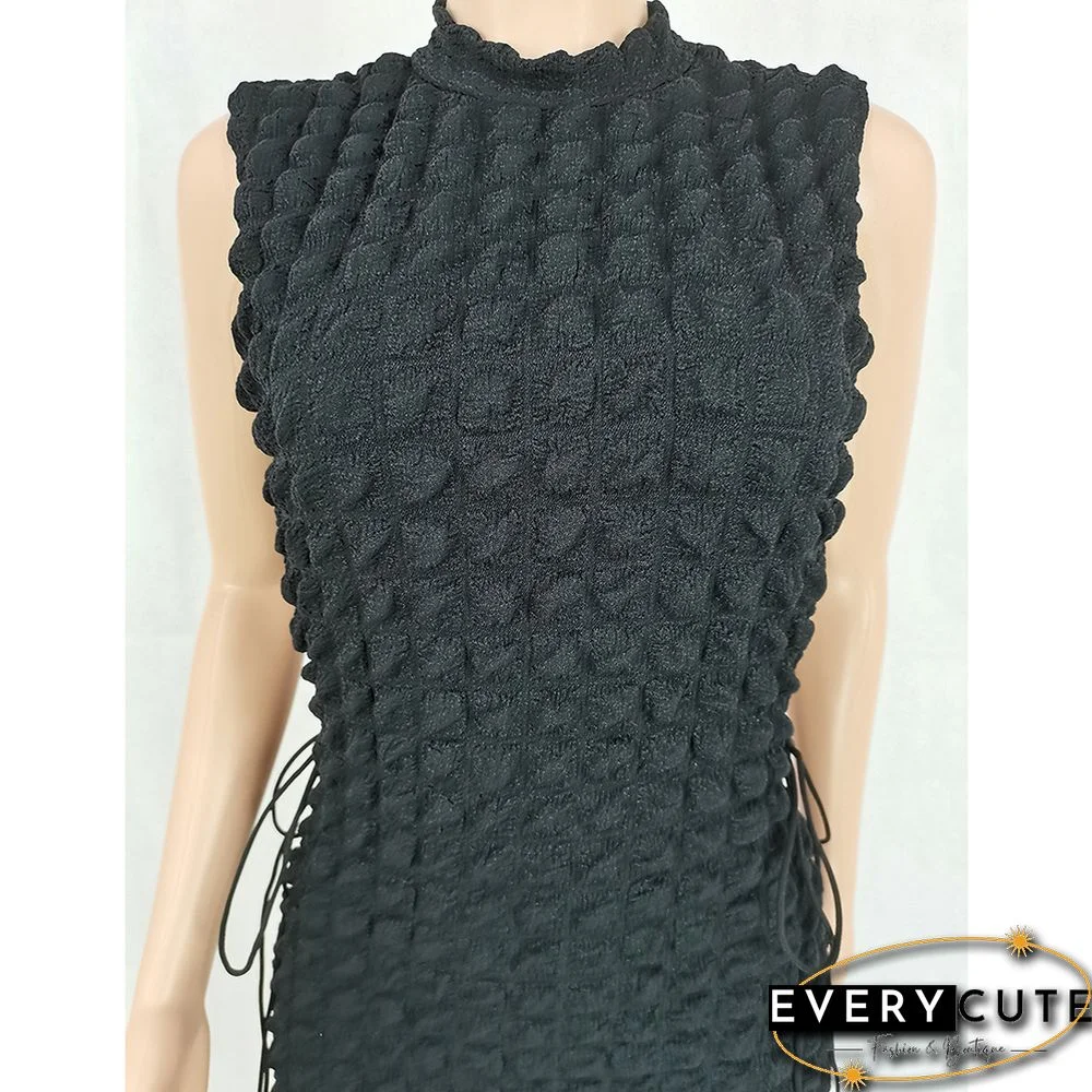 Black Side Lace-up Sleeveless Bodycon Dress