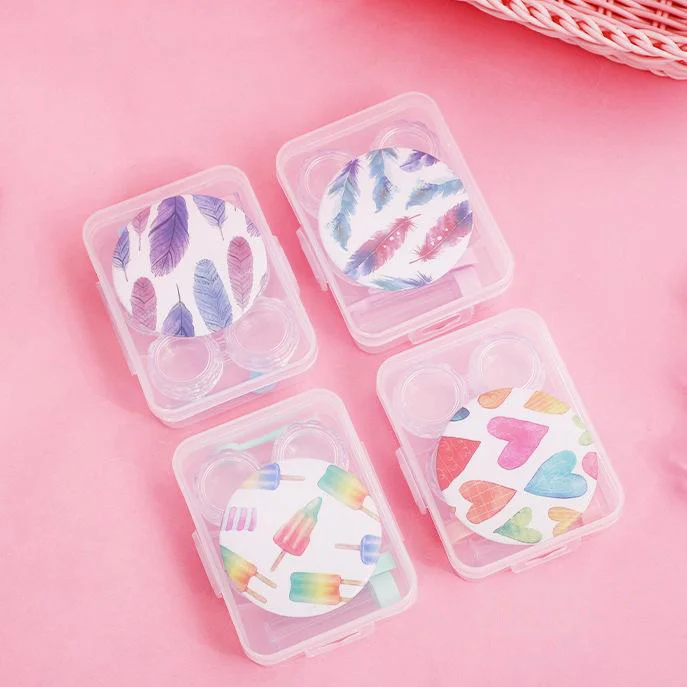 2 Pairs Contact Lenses Case With Separate Mirror Kit Convenient To Carry