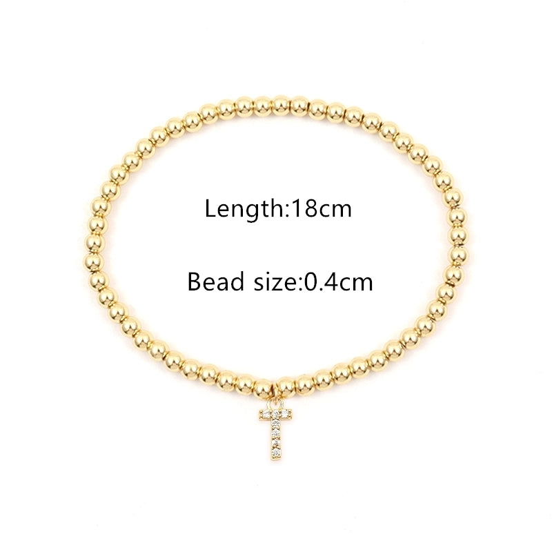 Copper Inlay Letter Zircon Bracelets