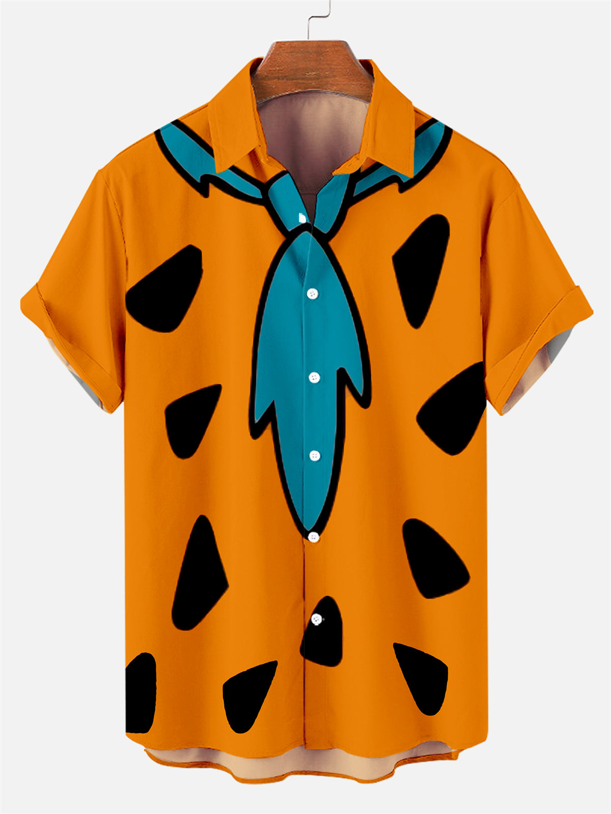 Men's Nostalgic Cartoon Flintstones Family Graphic Short Sleeve Shirt PLUSCLOTHESMAN