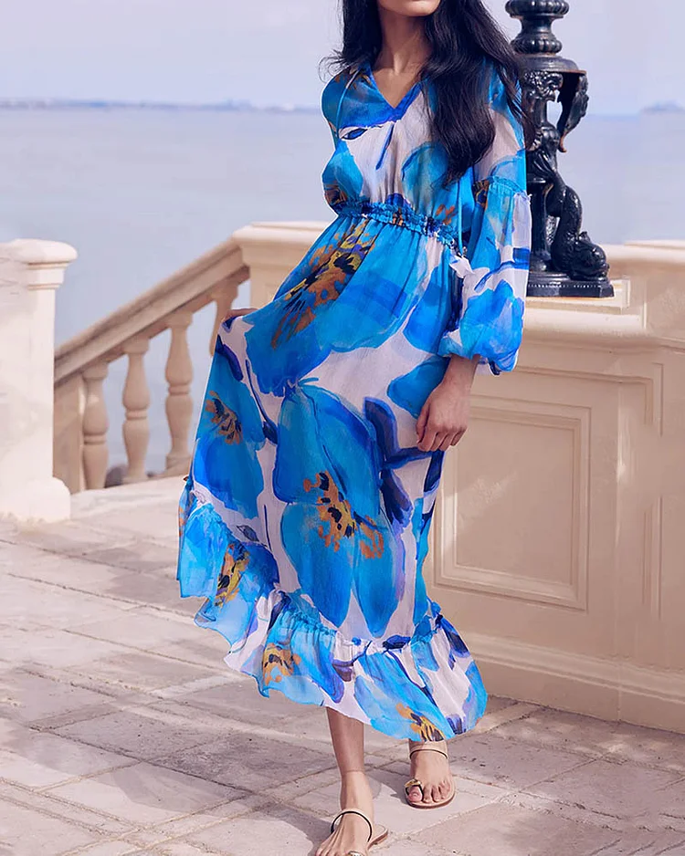 Women's Fashion Printed Long Sleeve Dress