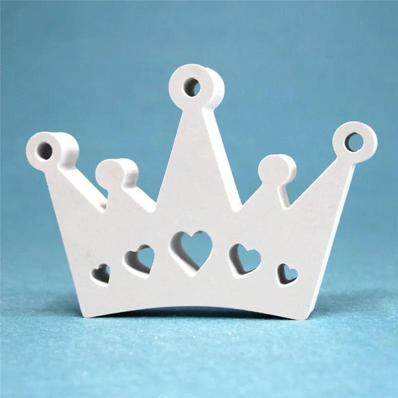 Thickness 12 MM White Wooden Letters English Alphabet Name Design Art Craft 3D Heart Crown Diamond ring for Wedding Home Decor