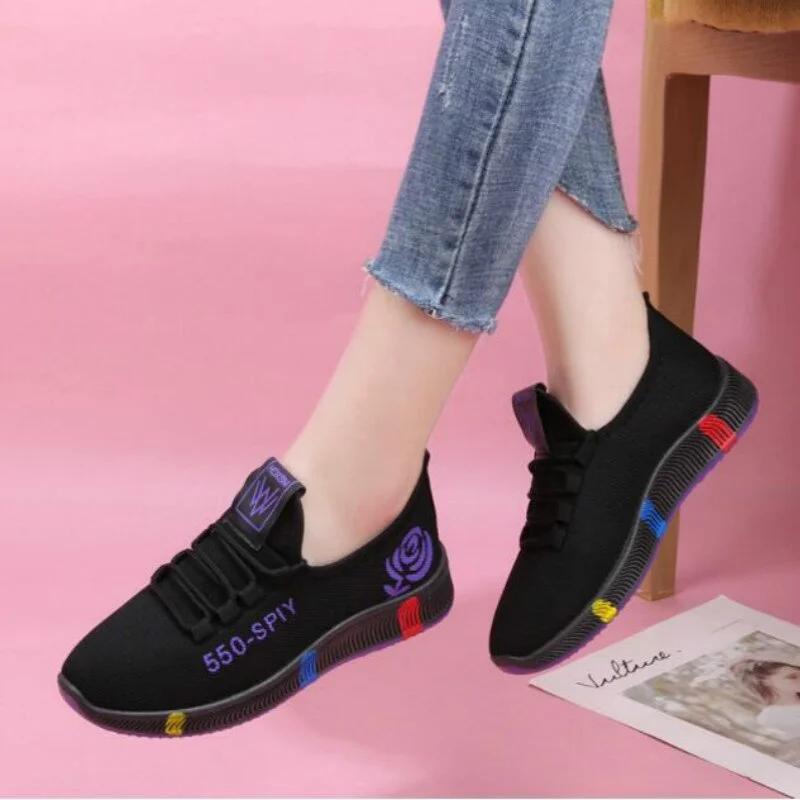 Women Platform Sneakers 2020 New Spring Fashion Women Casual Shoes Breathable Mesh Shoes Woman Black Sneakers Tenis Feminino