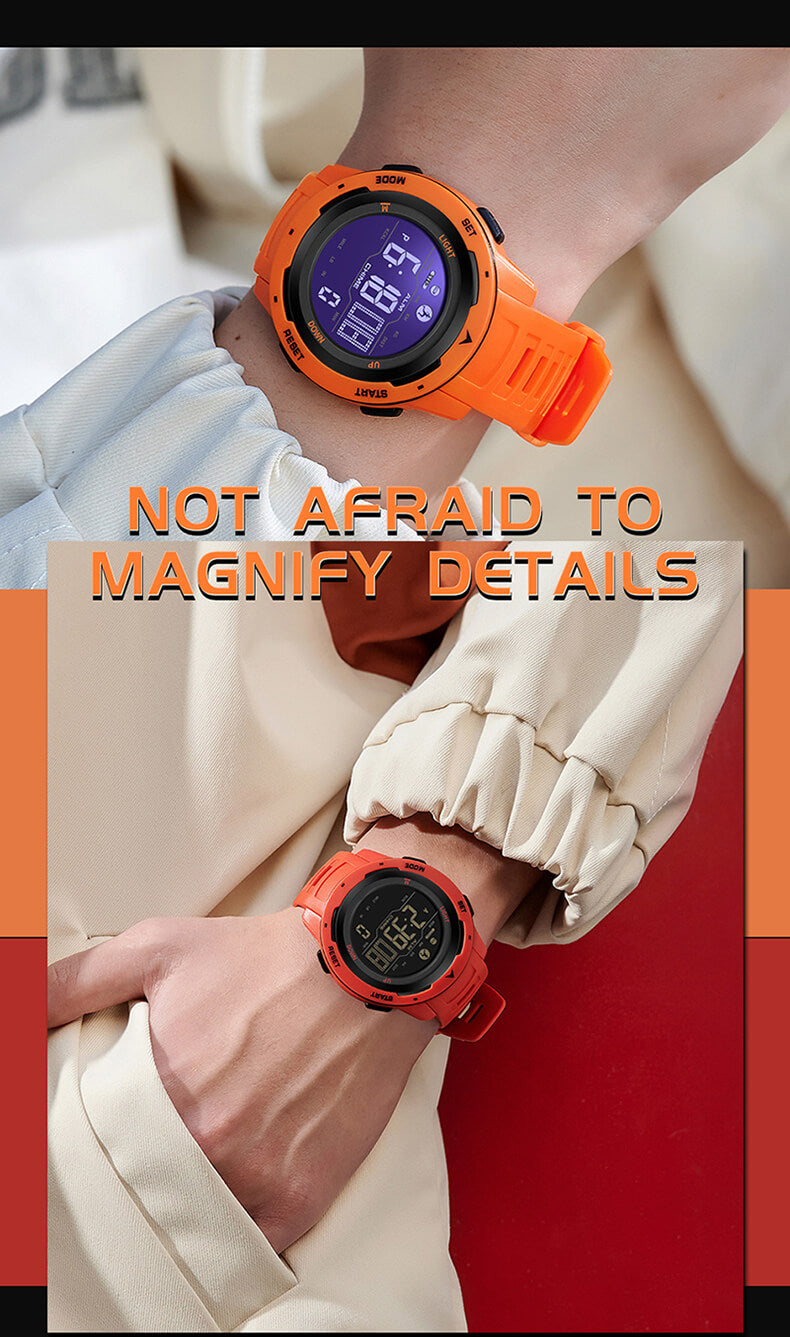 orange digital watch
