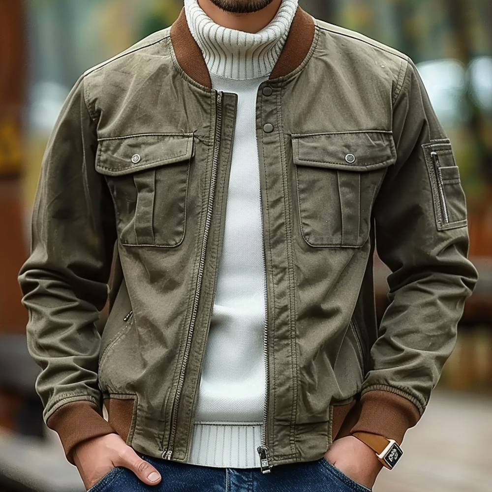 Men's Vintage Baseball Collar Jacket / TECHWEAR CLUB / Techwear