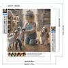 Girl Puppy Sheep Round Diamond Diamond Painting 30*30cm