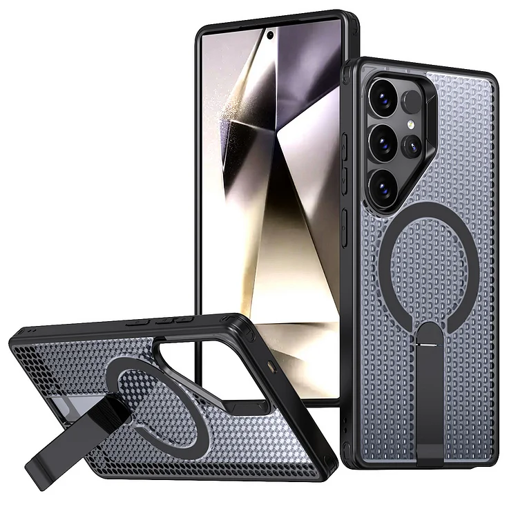 Heat Dissipation Hide Bracket Magnetic Shockproof Case For Samsung Galaxy S25 S24 S23 S22 Series 