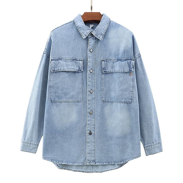 Fog Essentials Coats Spring and Autumn Fog Simple Solid Color Casual Denim Jacket for Men and Women