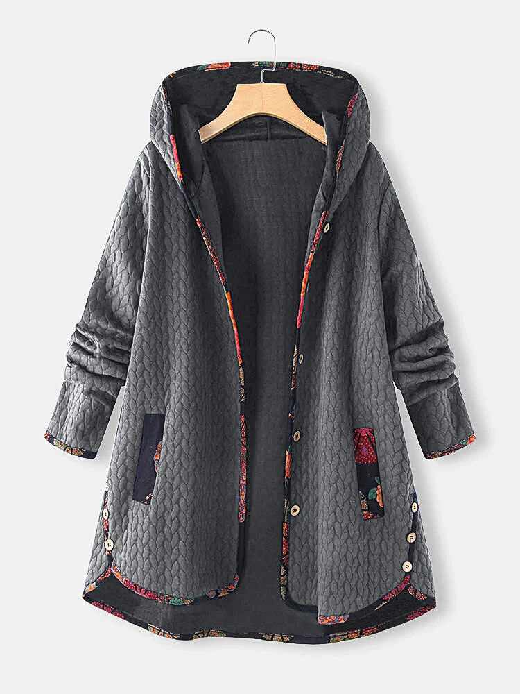 Autumn And Winter 2021 New Hooded Cotton Padded Jacket Loose And Printed Long Sleeve Cotton Padded Jacket For Women