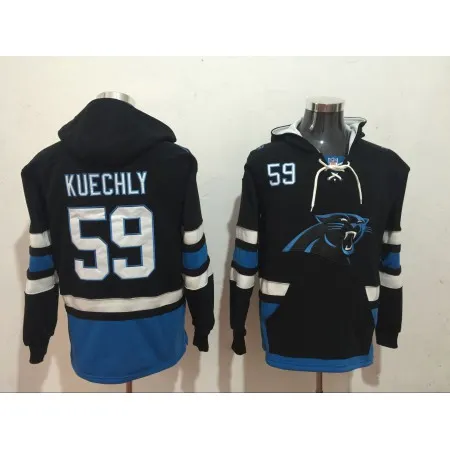 Men's Carolina Panthers #59 Luke Kuechly Black  All Stitched NFL Hoodie Sweatshirt