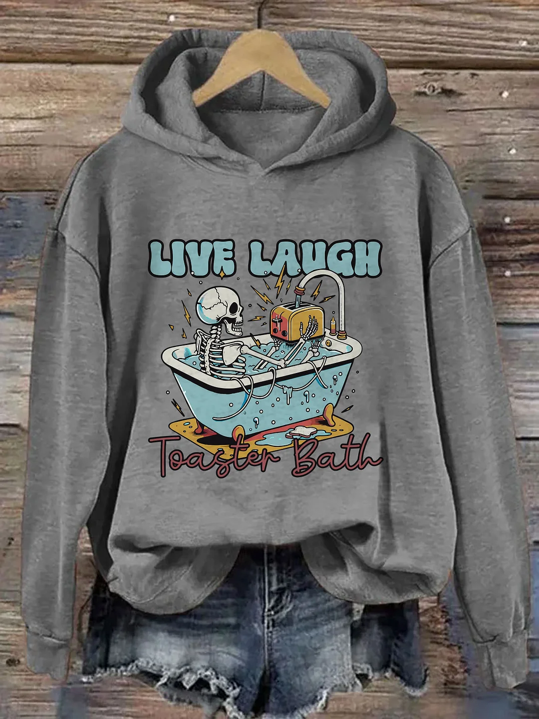 Live Laugh Toaster Bath Hoodie