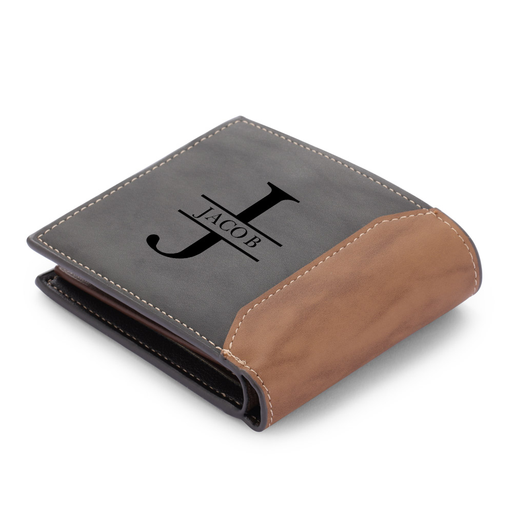 Black Personalised 1 Photo & 1 Letter & 4 Names Gift Set Custom Wallet & Bracelet & Pen Gift Box Set Father’s Day Gifts