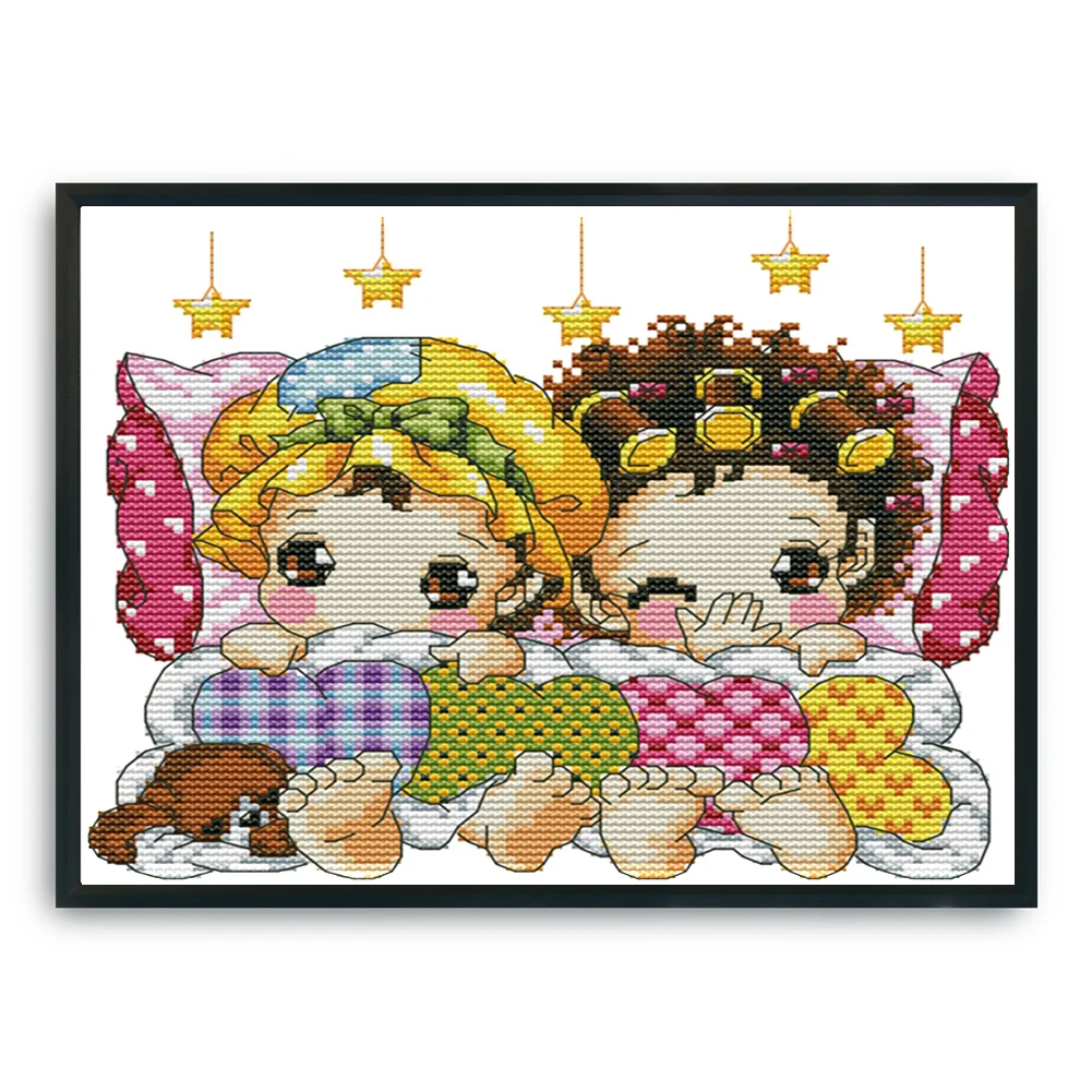 14CT Stamped Cross Stitch - Sleep in Row(Canvas|23*21CM)