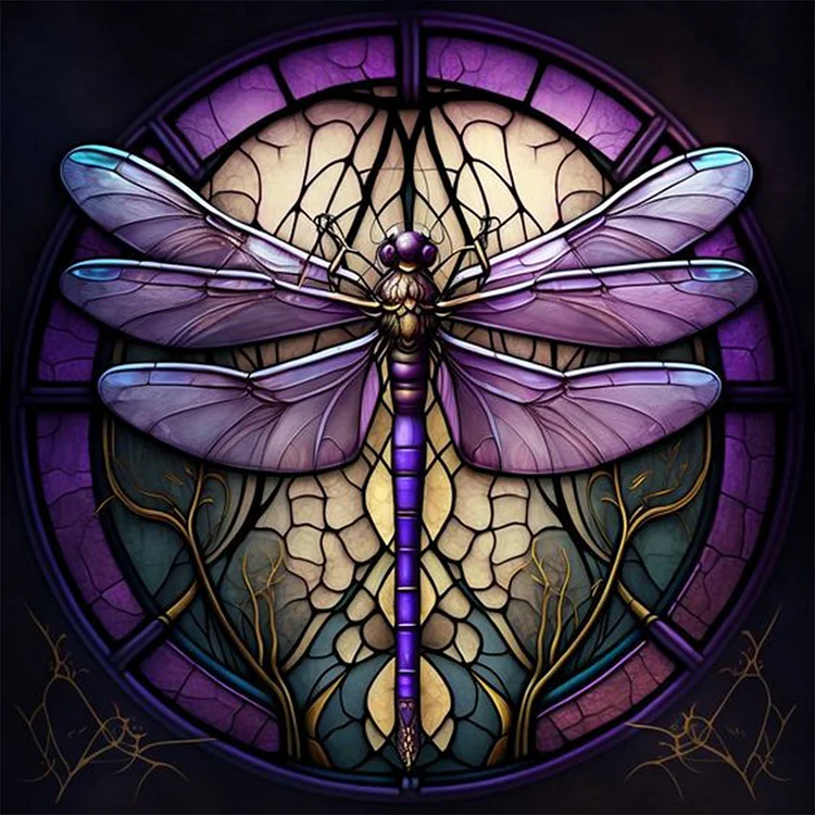 Stained Glass Dragonfly - Full Round - Diamond Painting(35*35cm)