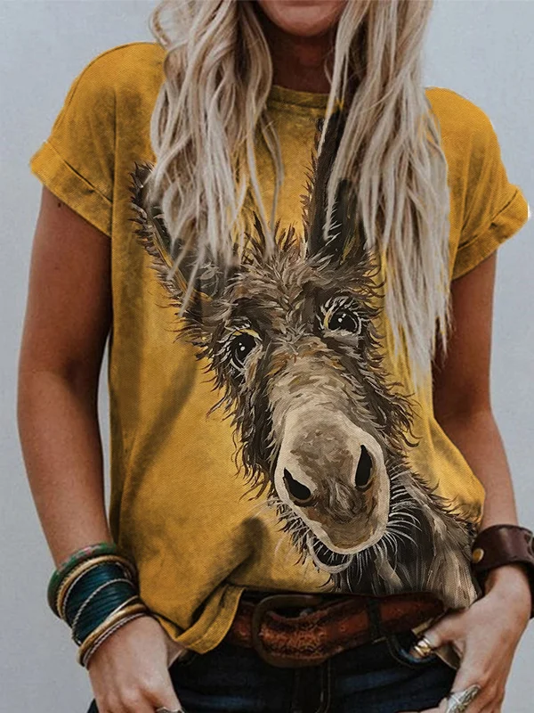 Funny Donkey Painting Print T Shirt