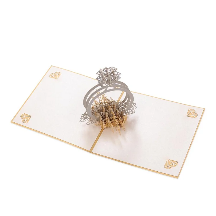 3D Pop Up Gift Greeting Card Diamond Ring Fold Card