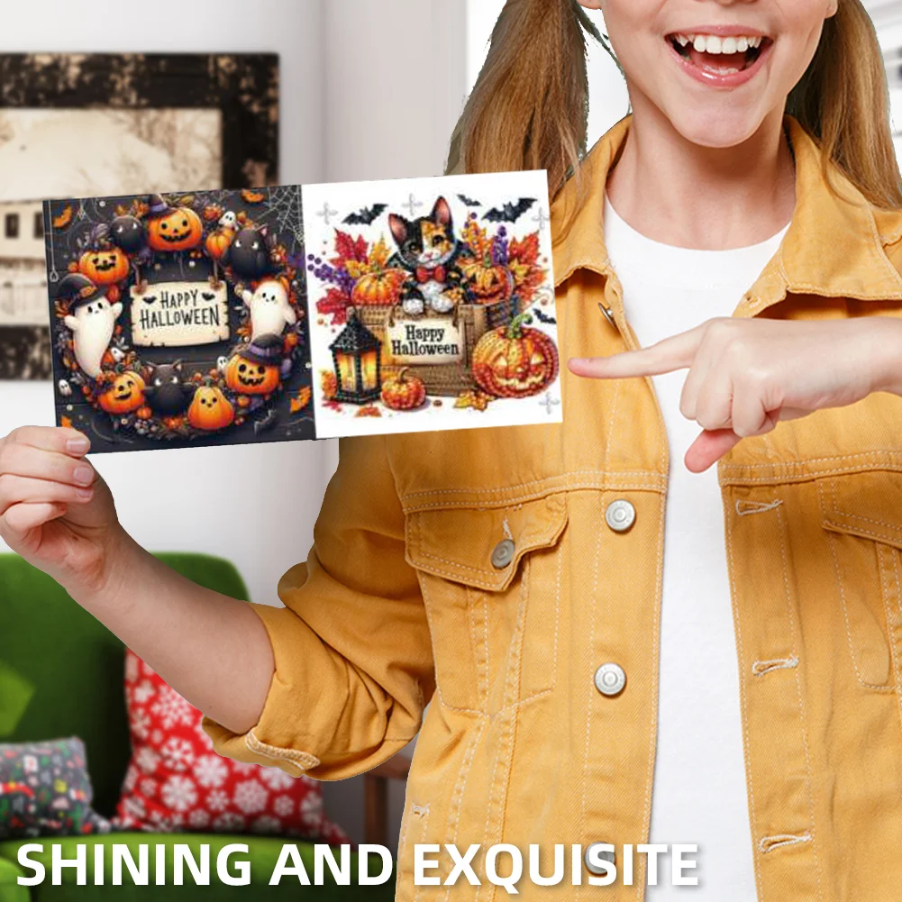 6PCS DIY Diamond Art Greeting Cards Congratulations Cards & Gifts (Halloween)
