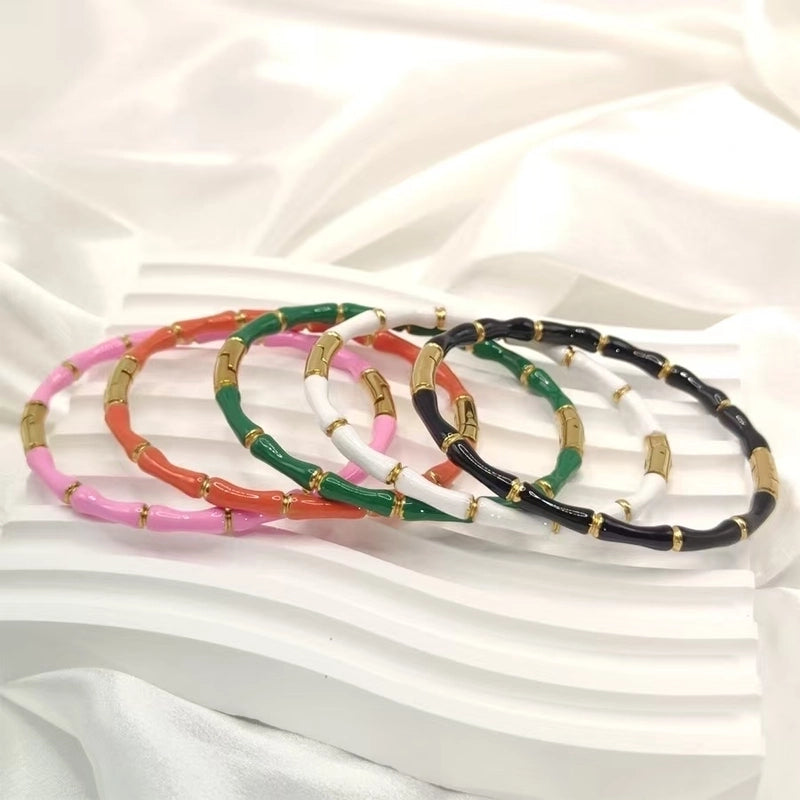 Classic Style Bamboo Joint 304 Stainless Steel Bangle In Bulk