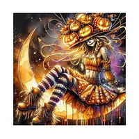 Halloween Witch Moon - Pearls Painting