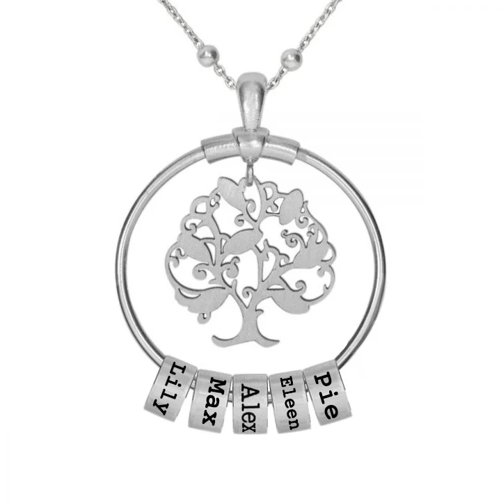 Custom Family Tree Name Necklace with 5 Beads Family Necklace For Mother