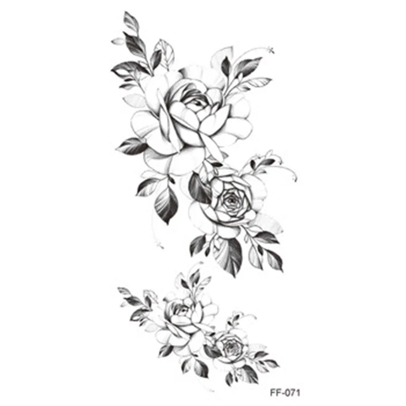 1 Pcs Women Body Chest Art Temporary Tattoo Sticker Big Large Fake Tattoo Sticker Purple Rose Flower Girl Waist Bracelet Tattoos