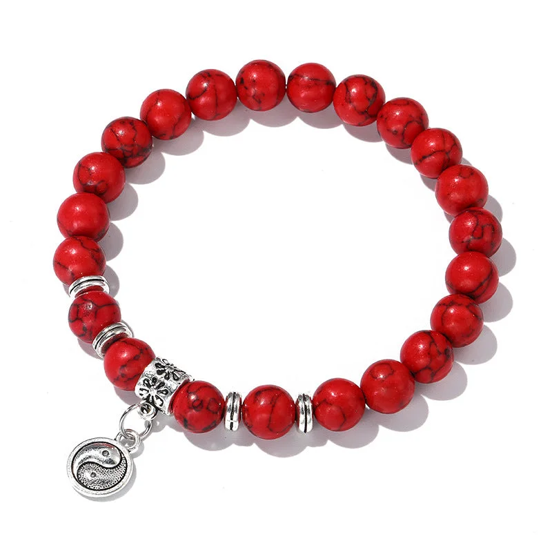 Turquoise Tiger Eye Yin Yang Positive Bracelet