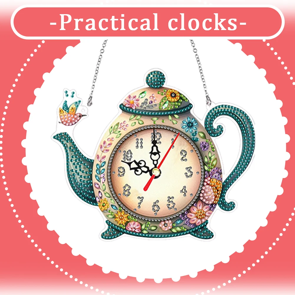 2Pcs Owl DIY Diamond Painting Ornament with Clock Function Home Craft Decor Art