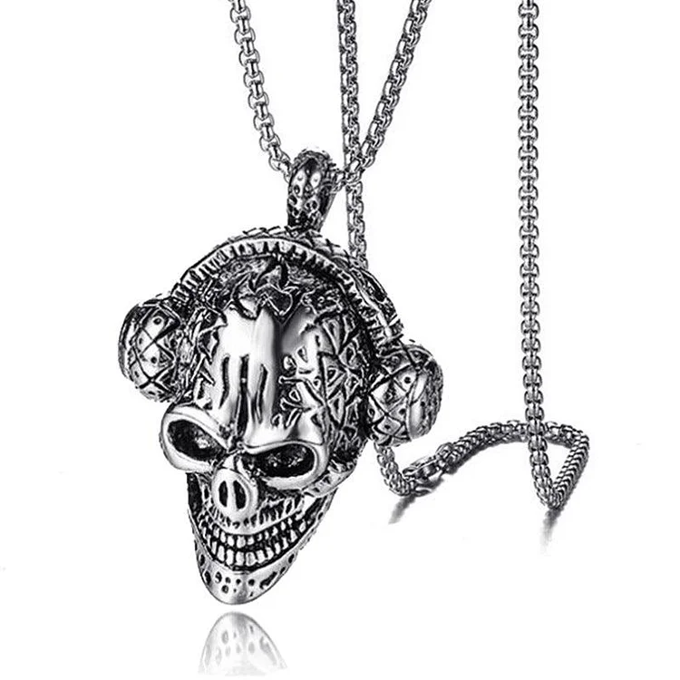 Fashion Hoe Wearing Headphones Pendant Retro Pendant Men's Titanium Steel Stainless Steel Necklace Music Personality Accessories