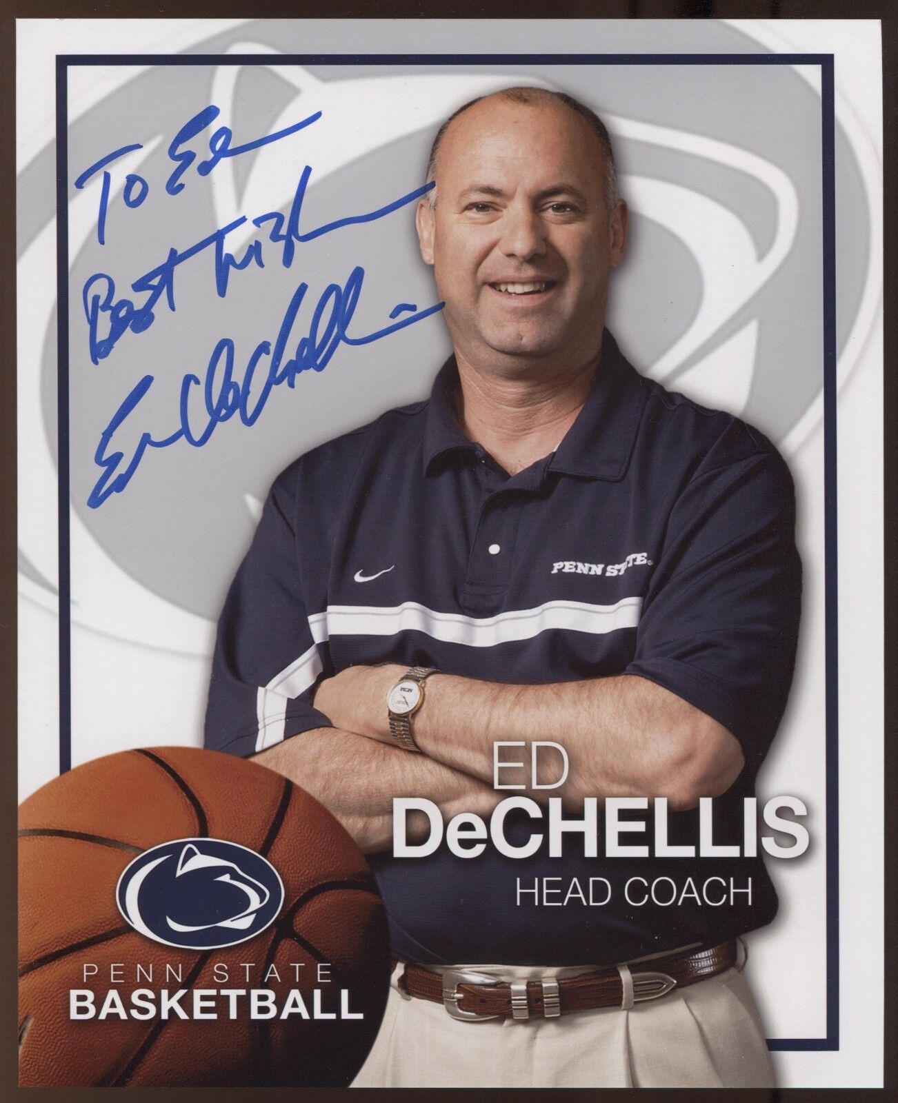 Ed DeChellis Signed 8x10 Photo Poster painting College NCAA Basketball Coach Autographed