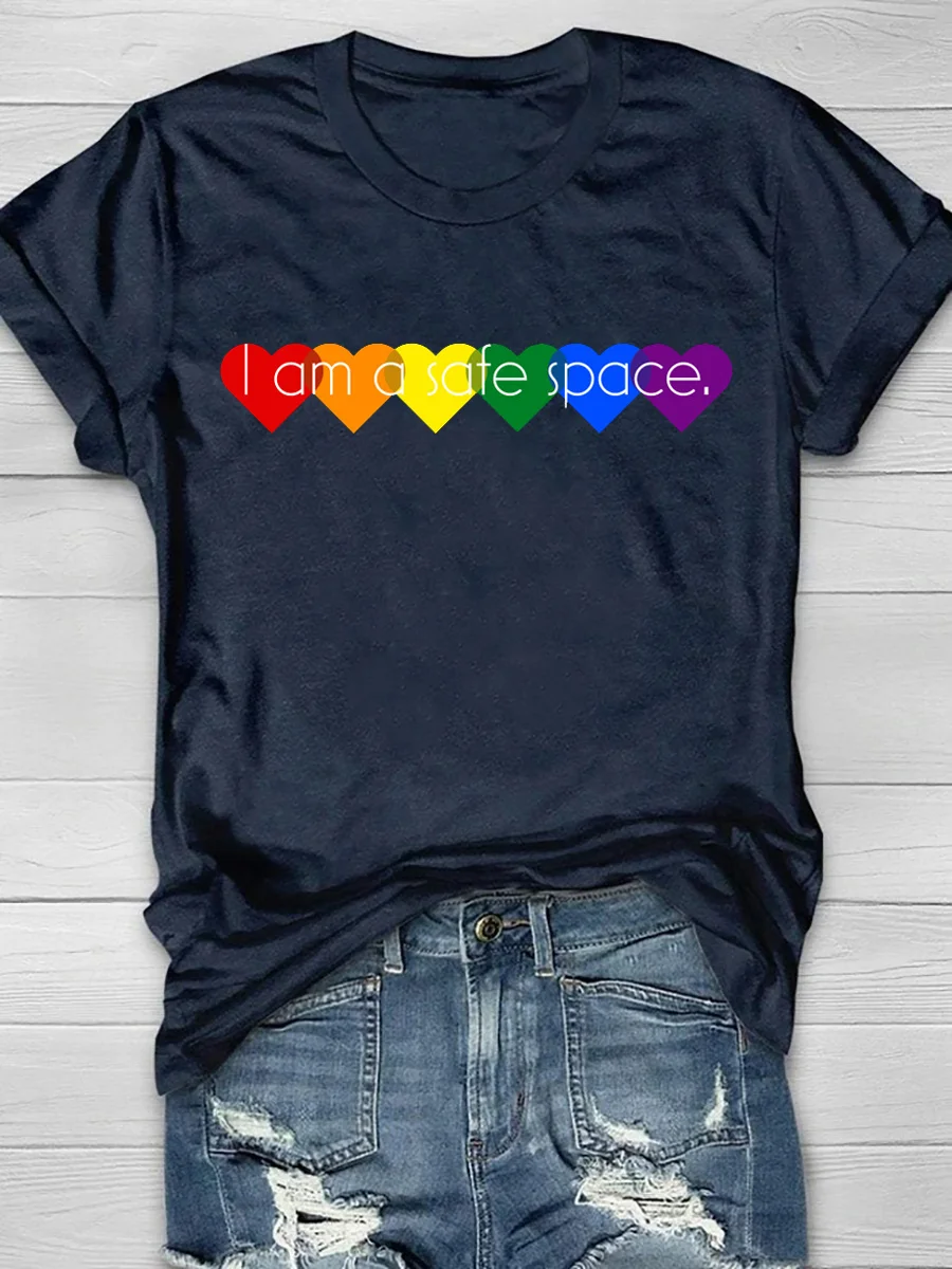 I Am A Safe Space Print Short Sleeve T-Shirt