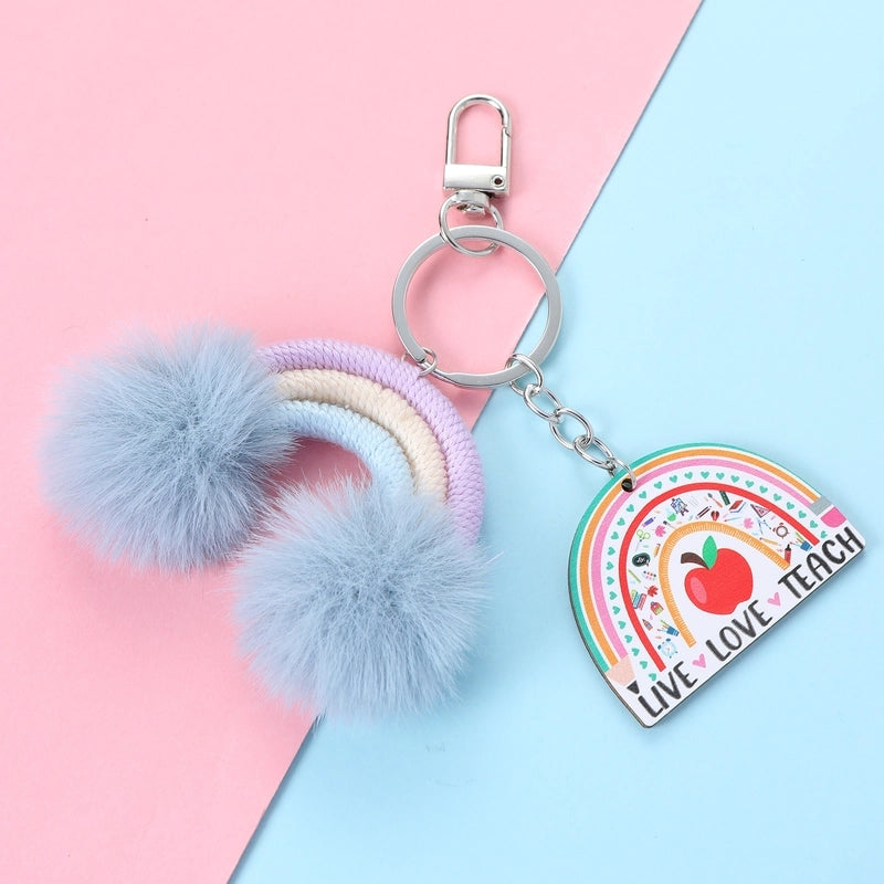 Cute Sweet Shiny Letter Rainbow Alloy Bag Pendant Keychain