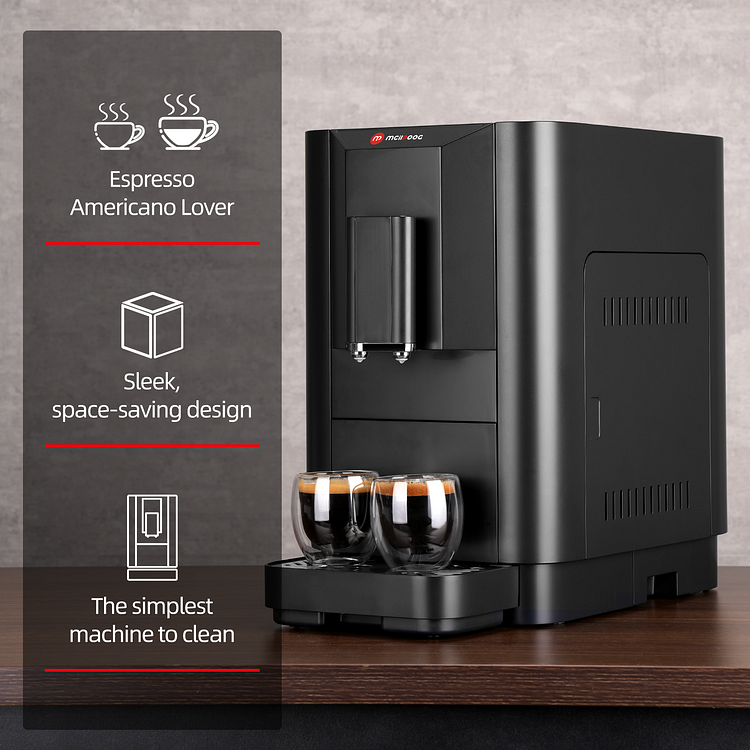 Mcilpoog WS-T6 Super Automatic Espresso Coffee Machine with Milk Jug, Built-in  Small Refrigerator 