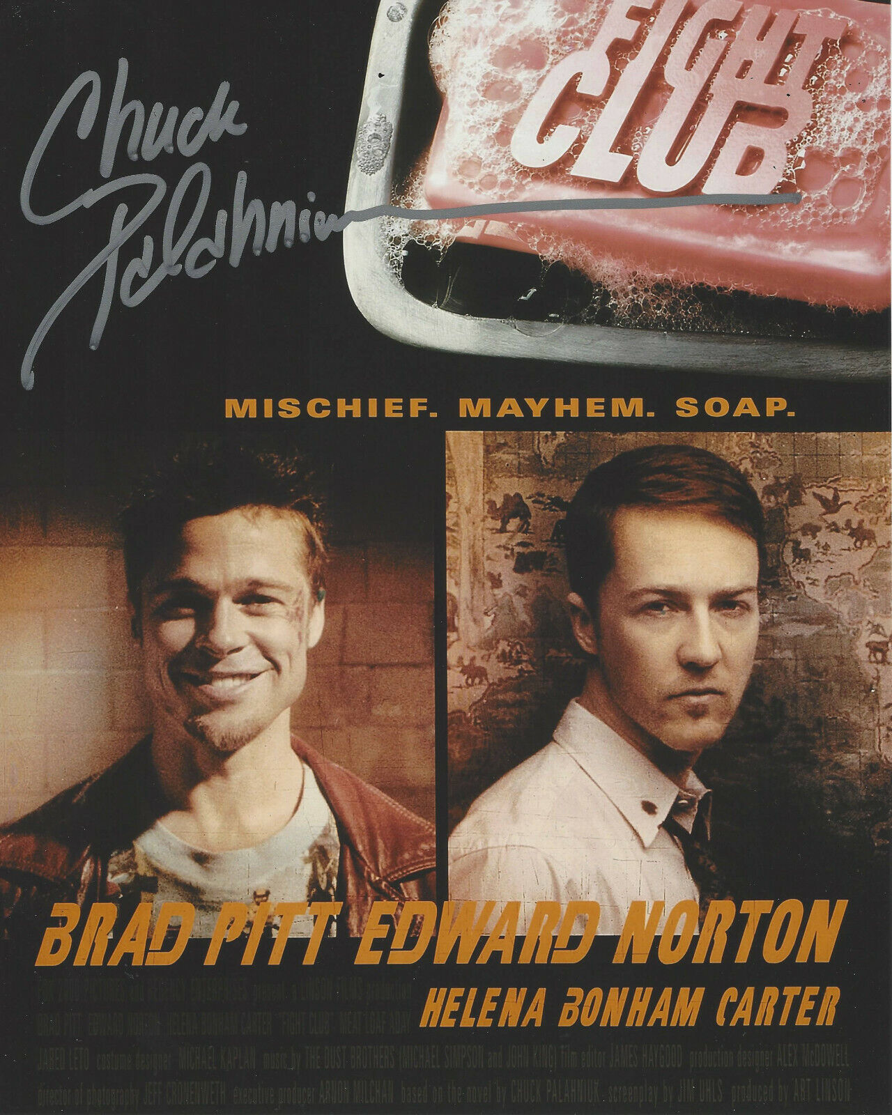 AUTHOR CHUCK PALAHNIUK SIGNED AUTHENTIC 'FIGHT CLUB' 8x10 POSTER Photo Poster painting COA PROOF